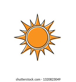 Orange Sun icon isolated on white background. Vector Illustration