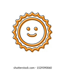 Orange Sun icon isolated on white background.  Vector Illustration