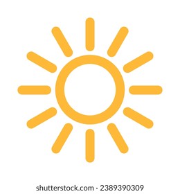 Orange sun icon on isolated background.Editable outline.Vector illustration.