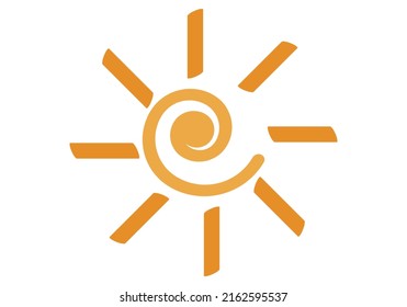 Orange sun icon with strokes.