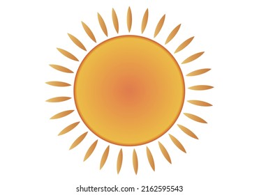 Orangefarbenes Sonnensymbol mit Schlaganfällen.