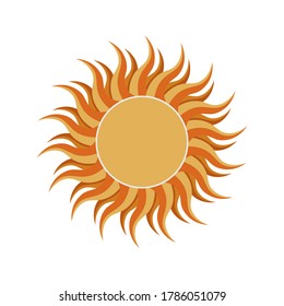 Orange sun icon. Vector illustration isolated on white background.