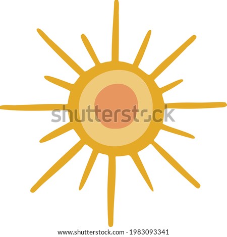 Orange sun icon. Vector illustration.