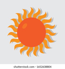 orangefarbene Sonnensymbol mit weißem Hintergrund