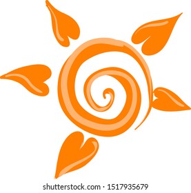 Orange sun, illustration, vector on white background.
