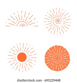 Orange Sun Logo Collection Over White