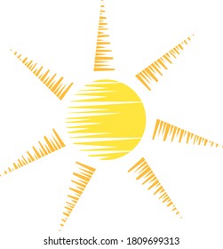 Orange sun logo for of warm and good weather design symbol. object on white background
