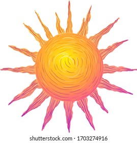 Sol naranja sobre fondo blanco. Ilustración abstracta vectorial.