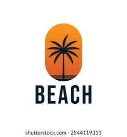 Orange Sun with Palm Tree logo design