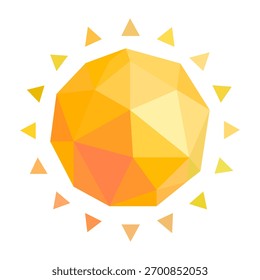 Orange Sun of polygons on white background