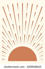 Orange sun print boho minimalist printable wall art.