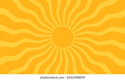 Orange sun ray background with curvy light. Sunburst Abstract texture. Vector Flat Illustration.	