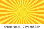 Orange sun ray background. Shine summer sunburst in retro design. Template for poster or banner.