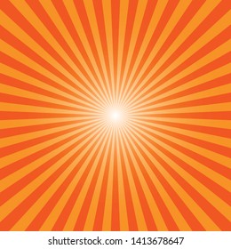 Orange Sun Ray Burst Abstract Background. 
