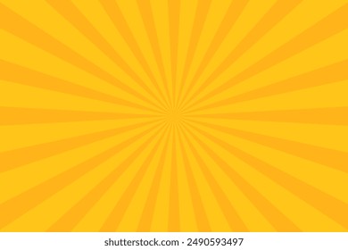 Orange sun ray light pattern background. Sunburst Abstract texture. Vector Illustration.