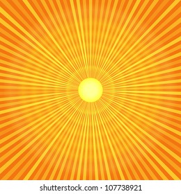 Orange sun with rays background