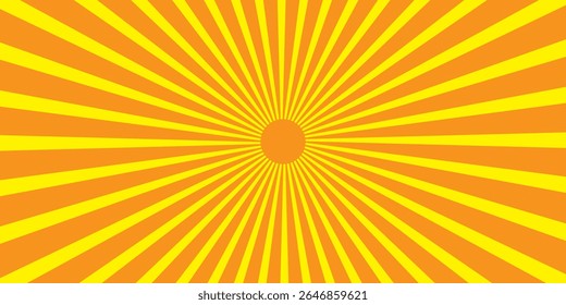 orange sun rays background vector design