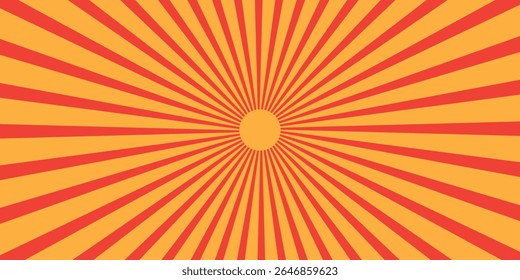 orange sun rays background vector design