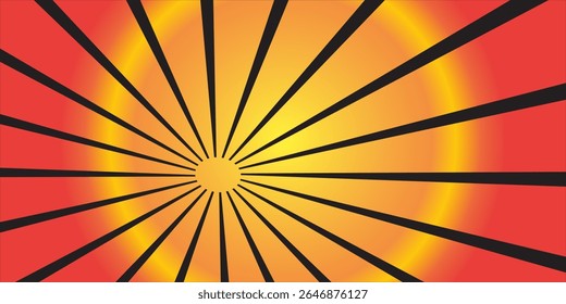 orange sun rays background vector design