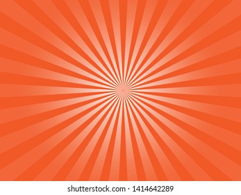 Orange Sun Rays Burst Abstract Vector Graphic Background.