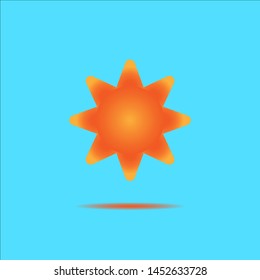 orange sun with shadow on blue background