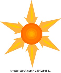 orange sun with spiky rays logo on a white background nature and heat concept