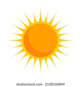 Orange sun, sunlight. Symbol of sunny weather. Vector illustration.