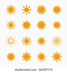 Orange Sun symbols set