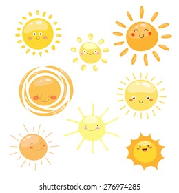 Cute Vector Set Sun Icons Funny Stock Vector (Royalty Free) 254342563 ...