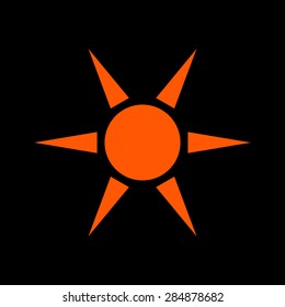 Orange  sun vector icon  on a black background