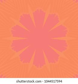 Orange sunburst abstract background with pink floral design. cheerful background, paper, for wallpapers, greeting cards, social media posts, template and Covers