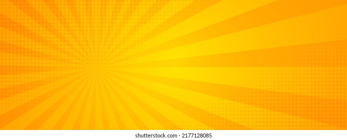 Orange Sunburst  Background. Summer Banner. Vector Illustration