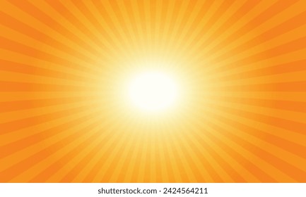 orange sunburst background. summer radial rays background pattern