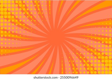 Plano de fundo estilo quadrinhos com raios de sol, vintage sunburst linha pop art