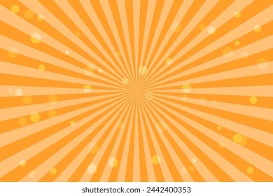 Fondo De Patrón De Estallido De Sol Naranja Con Luz Bokeh. Rayos. Radial. Pancarta de verano. Ilustración vectorial