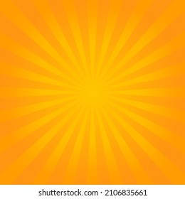 Orange Sunburst Pattern Background. Ray. radials. Summer Banner. Vector illustration, event background, music, online shop