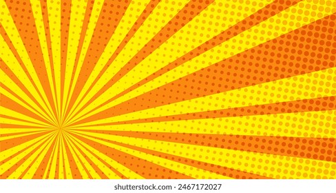 Orange Sunburst Pattern Background. Ray. Radials. Summer Banner. Vector Illustration