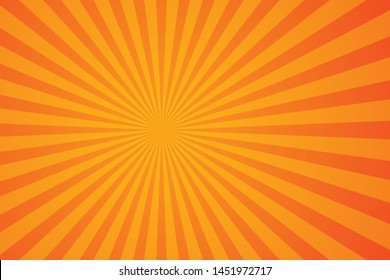 Orange Sunburst Pattern Background. Rays. Radial. Summer Banner. Vector Illustration