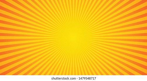 Orange Sunburst Pattern Background. Rays. Radial. Summer Banner. Vector Illustration