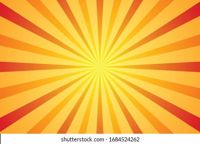 Orange Sunburst Pattern Background. Rays. Radial. Summer Banner. Vector Illustration