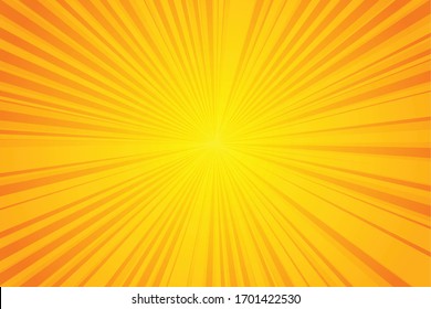 Orange Sunburst Pattern Background. Rays. Radial. Summer Banner. Vector Illustration