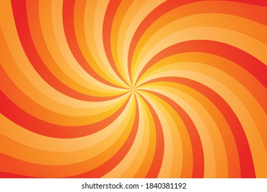Arrière-Plan Motif Orange Tournesol. Des rayons. Radial. Bannière d'été. Illustration vectorielle