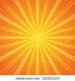 Orange Sunburst Pattern Background. Rays. Radial. Summer Banner. Vector Illustration