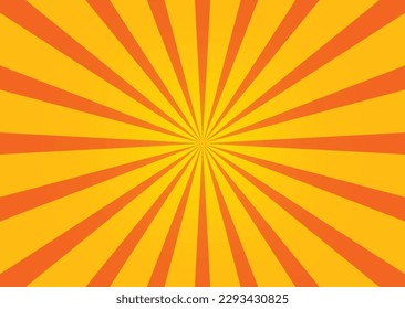 Orange Sunburst Pattern Background. Rays. Radial background. Summer Banner. Vector Illustration. 