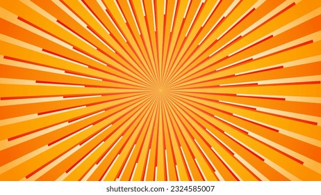 Orange Sunburst Pattern Background. Rays. Radial. Summer Banner. Vector Illustration