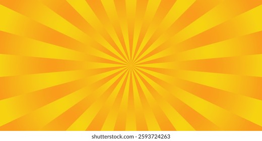 Orange Sunburst Pattern Background. Rays. Radial. Summer Banner. Vector Illustration