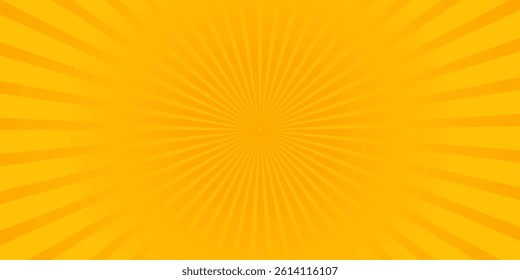 Orange Sunburst Pattern Background. Rays. Radial. Summer Banner. Vector Illustration