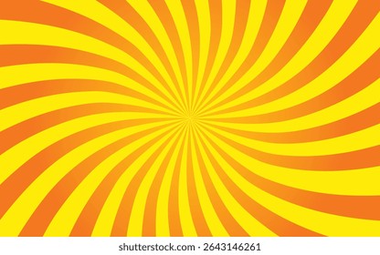 Orange Sunburst Pattern Background. Rays. Radial. Summer Banner. Sunburst light background with sun yellow ray. Abstract summer sun shine. Orange and yellow colors.