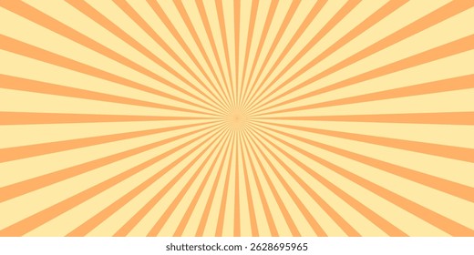 Orange Sunburst Pattern Background.  Yellow Banner with Sun rays. Vector illustration.