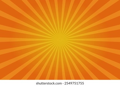 Orange sunburst pattern shape. Sunburst background. Radial rays. Summer social banner. Vector Illustration EPS10.